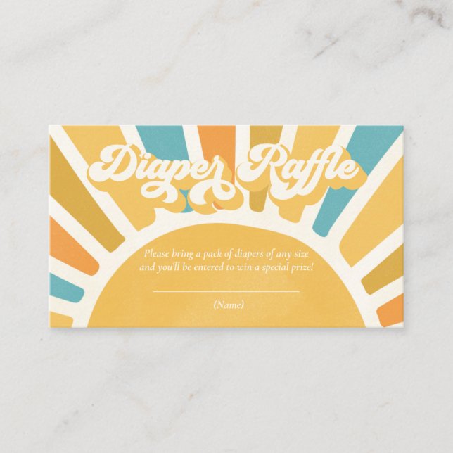 Sunshine Baby Shower Boho Retro Diaper Raffle Enclosure Card (Front)