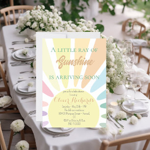 Sunshine Baby Shower Boho Retro Pink Baby Shower  Invitation