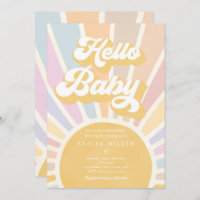 Sunshine Baby Shower Boho Retro Pink Sunshine Invitation