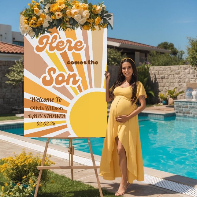 Sunshine Baby Shower Boho Retro Yellow Sunshine Foam Board (Creator Uploaded)
