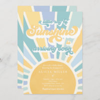 Sunshine Baby Shower Boho Retro Yellow Sunshine Invitation