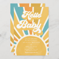 Sunshine Baby Shower Boho Retro Yellow Sunshine Invitation