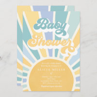 Sunshine Baby Shower Boho Retro Yellow Sunshine Invitation