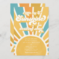 Sunshine Baby Shower Boho Retro Yellow Sunshine Invitation