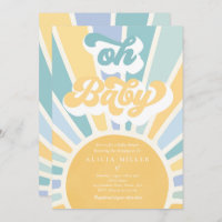 Sunshine Baby Shower Boho Retro Yellow Sunshine Invitation