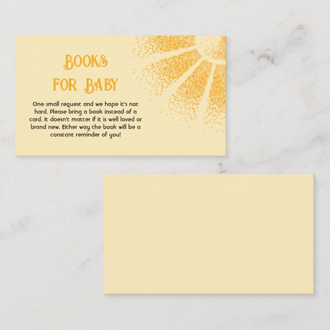 Sunshine Baby Shower Book Request Enclosure Card (Front/Back)