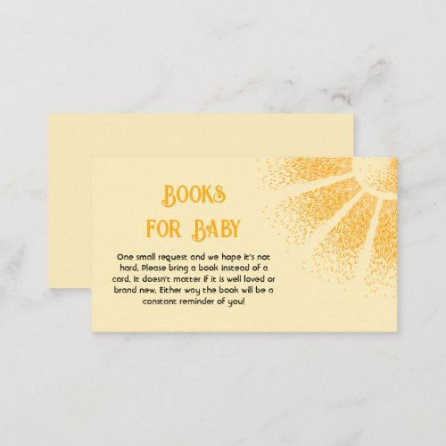 Sunshine Baby Shower Book Request Enclosure Card