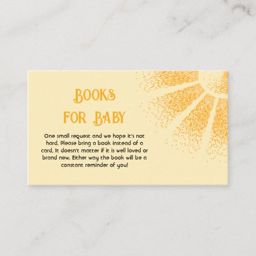 Sunshine Baby Shower Book Request Enclosure Card