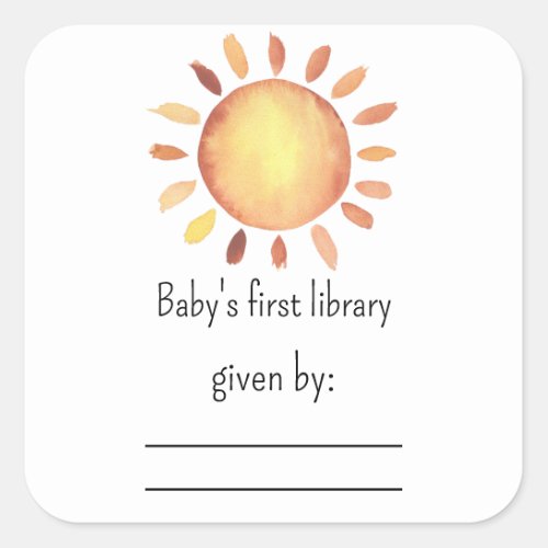 Sunshine baby shower bookplate