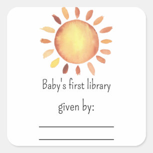Sunshine baby shower bookplate