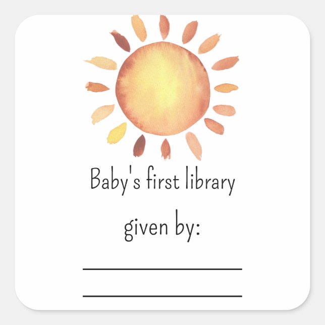 Sunshine baby shower bookplate (Front)