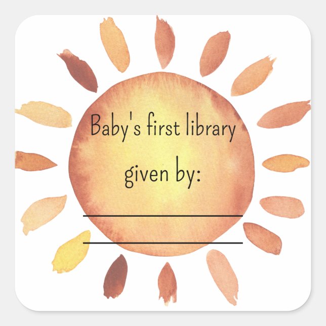 Sunshine baby shower bookplate (Front)