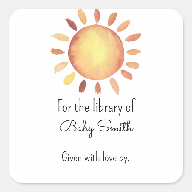 Sunshine - baby shower bookplate (Front)