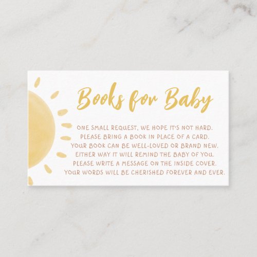 Sunshine Baby Shower Books for Baby Business Card