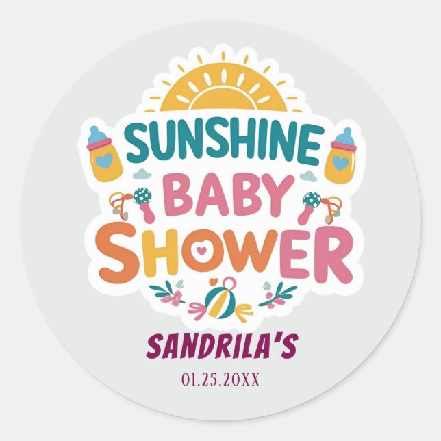  Sunshine Baby Shower Classic Round Sticker (Front)