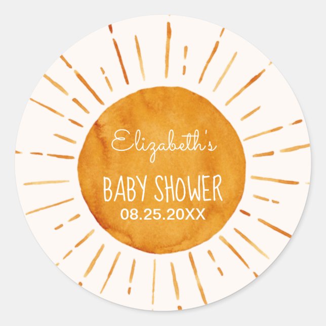 Sunshine Baby Shower  Classic Round Sticker (Front)