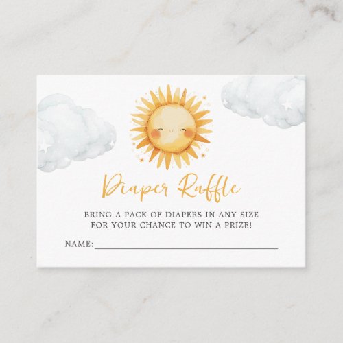 Sunshine Baby Shower Diaper Raffle Enclosure Card