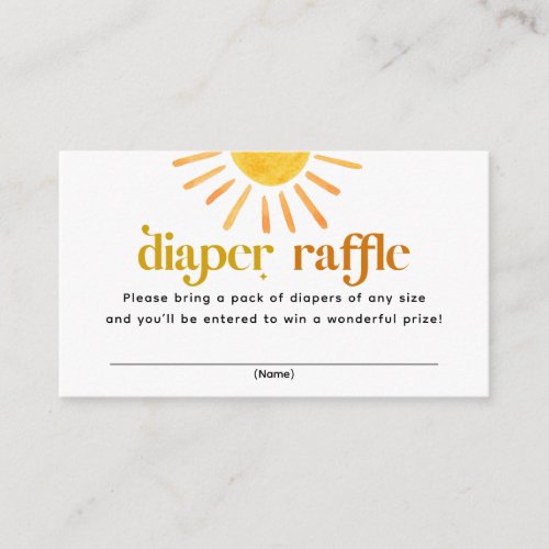 Sunshine Baby Shower Diaper Raffle Enclosure Card