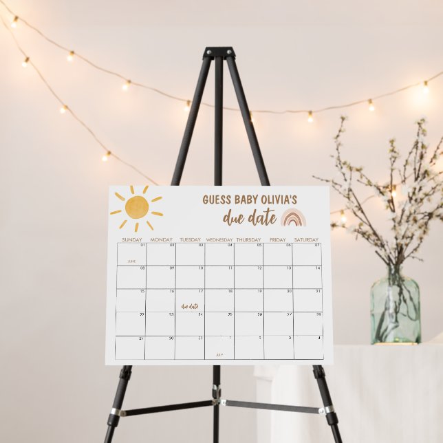 Sunshine Baby Shower Due Date Calendar Foam Board (In Situ (Stand))