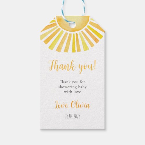 Sunshine Baby Shower favor tag Little Ray of Sun Gift Tags