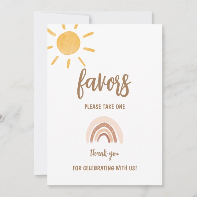 Sunshine Baby Shower Favors Card (Front)