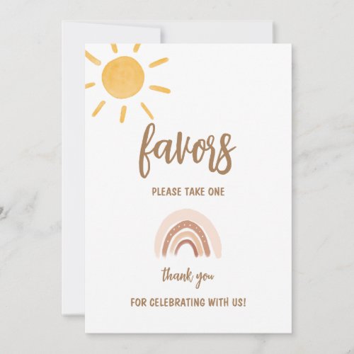 Sunshine Baby Shower Favors Card