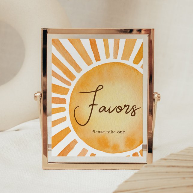 Sunshine Baby Shower Favors Poster (A Little Ray of Sunshine Baby Shower Favors Sign)
