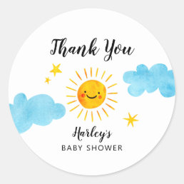 Sunshine Baby Shower Gender Neutral Favor Classic Round Sticker