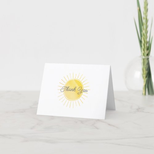 Sunshine Baby Shower Gender Neutral Watercolor Thank You Card