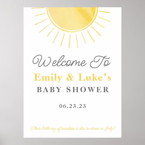 Sunshine Baby Shower Gender Neutral Welcome  Poster