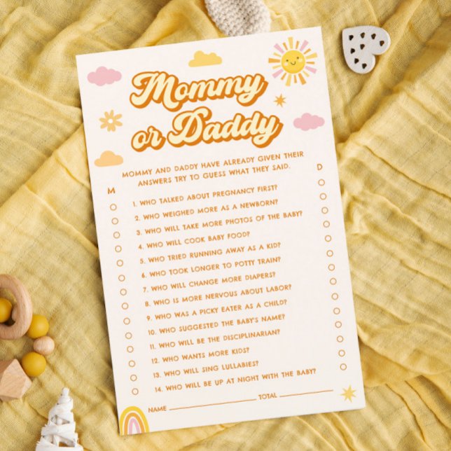 Sunshine Baby Shower Guess Who Mommy or Daddy Game (Creator Uploaded)
