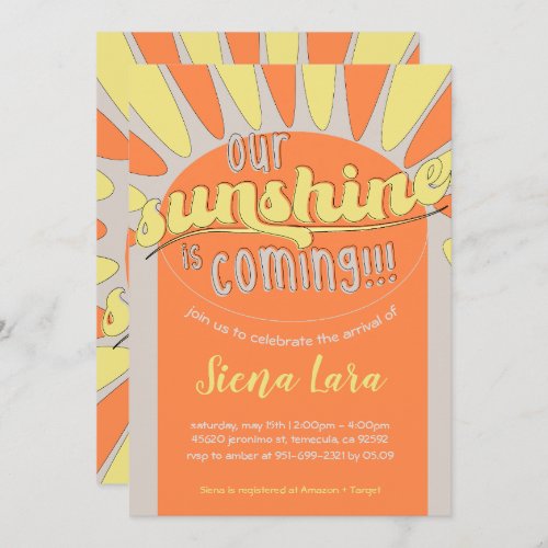 Sunshine Baby Shower Happy Neutral Invitation