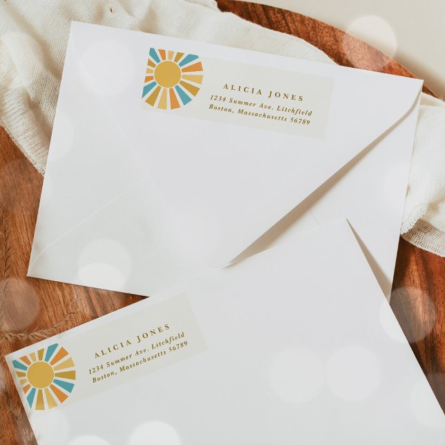 Sunshine Baby Shower Here Come The Son Address  Label (Creator Uploaded)