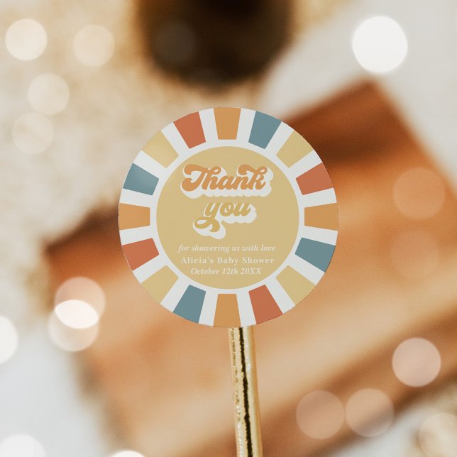 Sunshine Baby Shower Here Come The Son Favors Classic Round Sticker (Creator Uploaded)