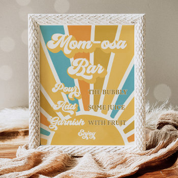 Sunshine Baby Shower Here Come The Son Mom-osa Bar Poster by PixelPerfectionParty at Zazzle