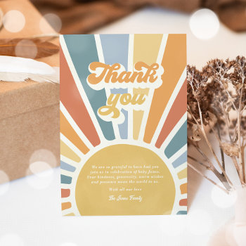 Sunshine Baby Shower Here Come The Son Thank You Card by PixelPerfectionParty at Zazzle