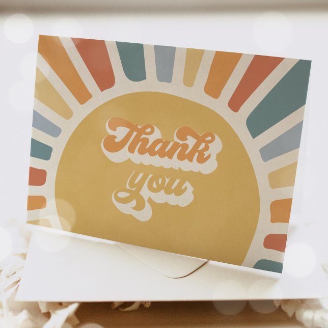 Sunshine Baby Shower Here Come The Son Thank You Card (Creator Uploaded)