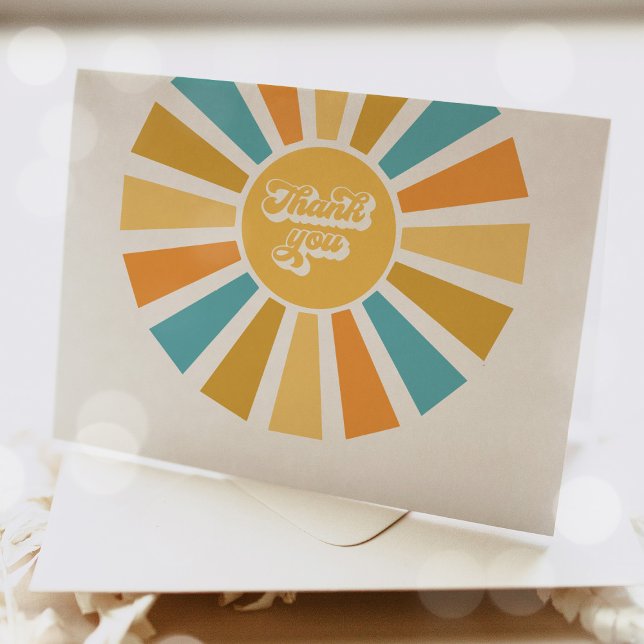Sunshine Baby Shower Here Come The Son Thank You Card (Creator Uploaded)