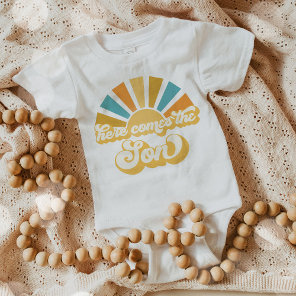 Sunshine Baby Shower Here Come The Son Yellow Rays Bodysuit