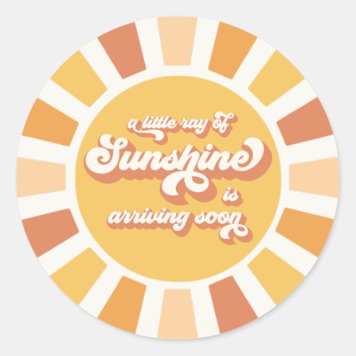 Sunshine Baby Shower Here Come The Son Yellow Rays Classic Round Sticker