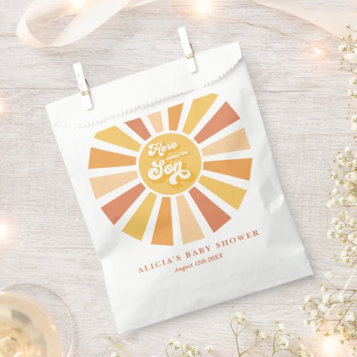 Sunshine Baby Shower Here Come The Son Yellow Rays Favor Bag