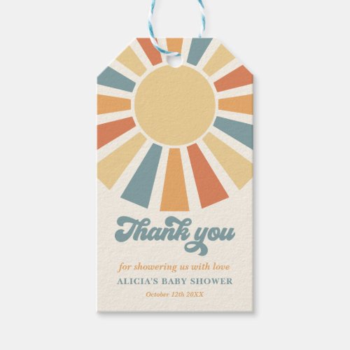 Sunshine Baby Shower Here Come The Son Yellow Rays Gift Tags