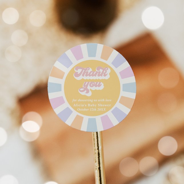Sunshine Baby Shower Here Come The Sun Favors Classic Round Sticker (Creator Uploaded)