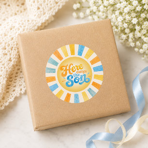 Sunshine Baby Shower Here Comes the Son Sticker