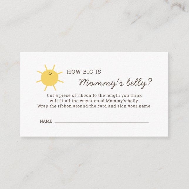 Sunshine Baby Shower How Big Is Mommys Belly Enclosure Card (Front)