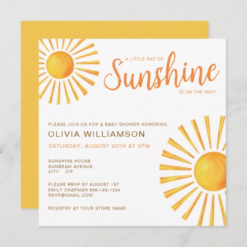 Sunshine Baby Shower Invitation