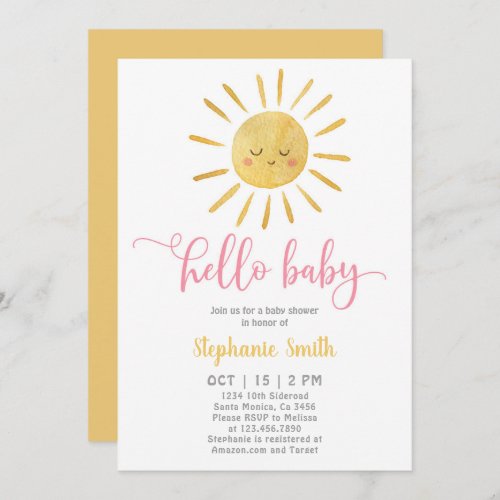 Sunshine Baby Shower Invitation