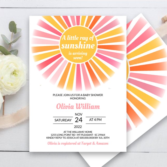 Sunshine Baby Shower Invitation, A Little Ray  Invitation (Creator Uploaded)