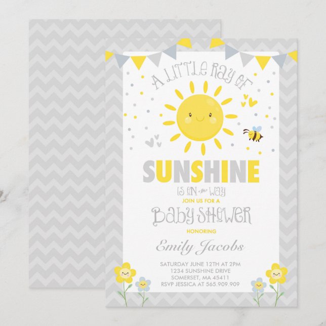 Sunshine Baby Shower Invitation Boy Baby Shower (Front/Back)