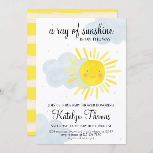 Sunshine Baby Shower Invitation Gender Neutral